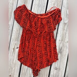 Free People Red and Black Boho Blouse